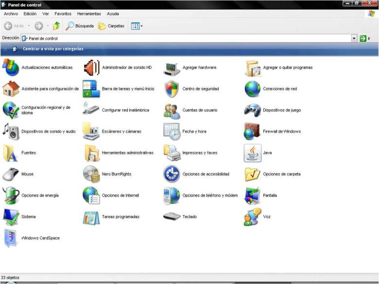 Panel de Control de Windows XP