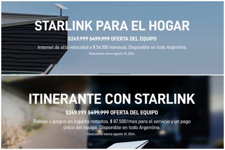 Starlink aplica un descuento del 50 % a su antena en Argentina