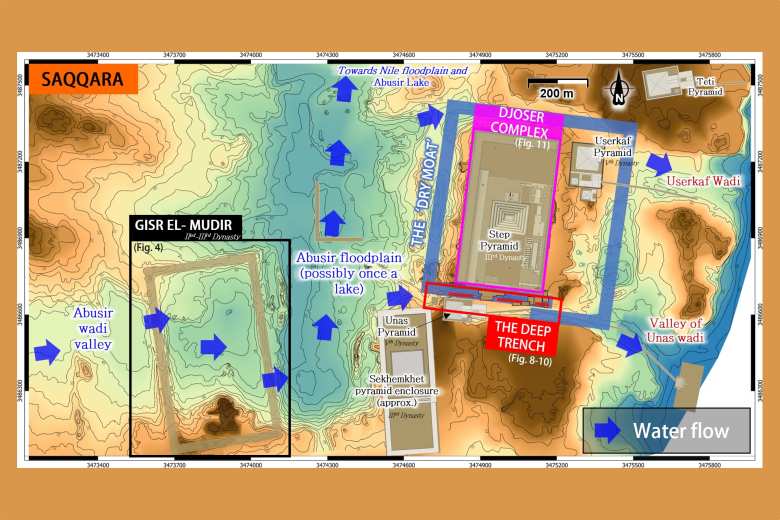 Topografía del norte de Saqqara en el Antiguo Egipto