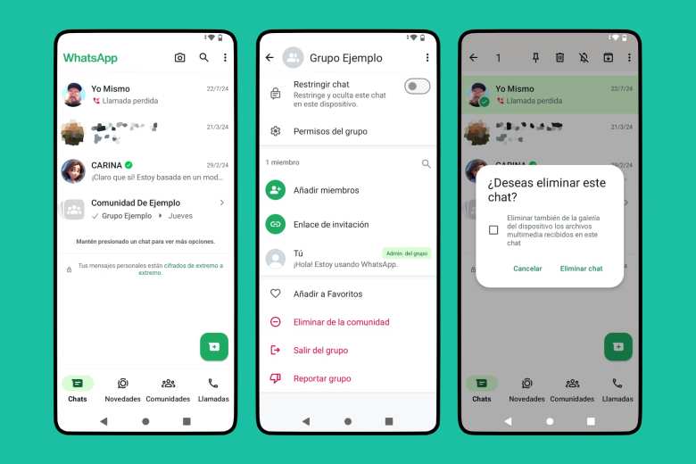 Al eliminar un chat de WhatsApp, queda rastro en el dispositivo de los demás contactos