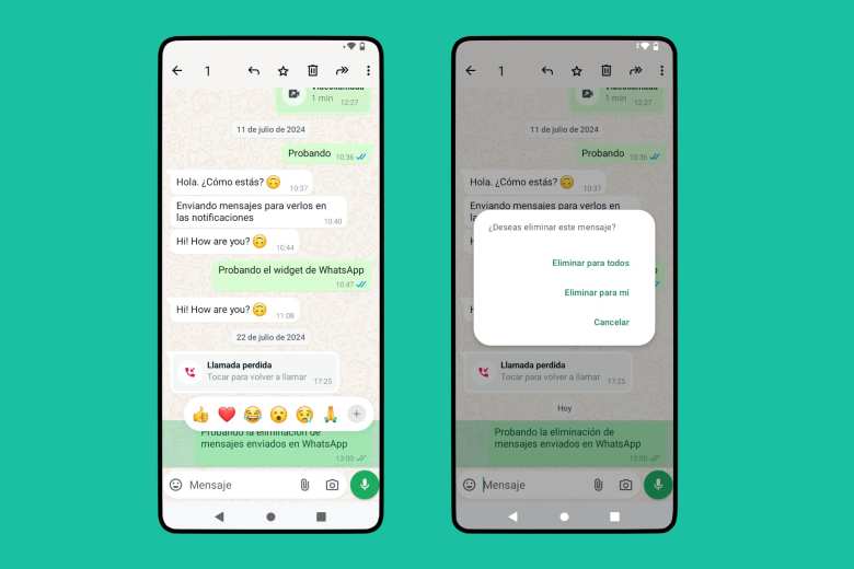 Si te das prisa puedes eliminar mensajes para todos en un chat de WhatsApp